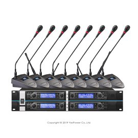 ＊來電享最低價＊RALLY RTC-U6008 UHF 無線麥克風/無線會議系統/UHF自動頻道/200頻道選擇/自動選訊功能/附8支桌上型麥克風/適用於會議廳