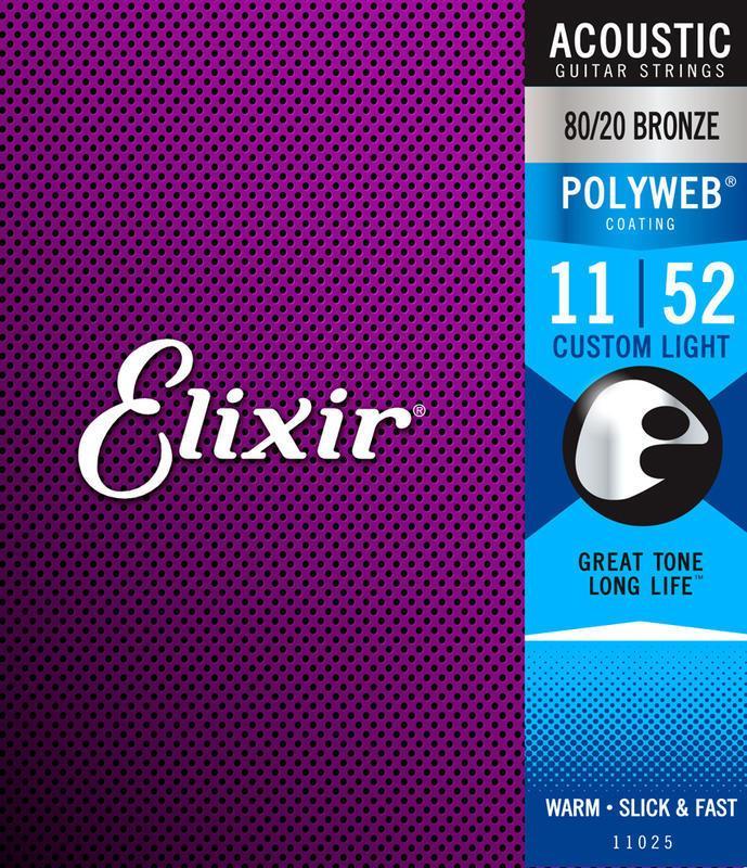 亞洲樂器 Elixir Polyweb Exrta Light頂級民謠吉他弦 EXXF-11025（0.11-0.52）、包覆弦、Coated