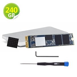 OWC Aura Pro X2 240GB NVMe SSD 含工具、散熱片和 Envoy Pro 外接盒的完整 Mac 升級套件