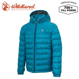 【Wildland 荒野 男 收納枕拆帽極暖鵝絨外套《土耳其藍》】0A72102/輕量羽絨衣/保暖夾克/防風禦寒外套