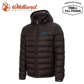 【Wildland 荒野 男 收納枕拆帽極暖鵝絨外套《亮黑》】0A72102/輕量羽絨衣/保暖夾克/防風禦寒外套