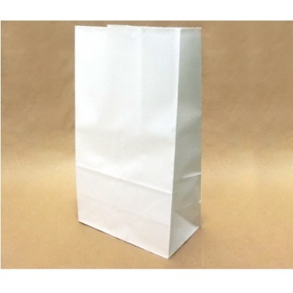 SI0100801 白牛皮立體平口紙袋 面寬9x側寬5.5x高18cm 100入