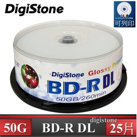 DigiStone 空白光碟片 A+ 藍光 Blu-ray 4X BD-R DL 50GB 亮面相片滿版可印片/3760dpi X25P