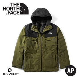 【The North Face 美國 男 DryVent兩件式 防水化纖雪衣外套《軍綠橄欖》】3M4M/防風外套/保暖外套