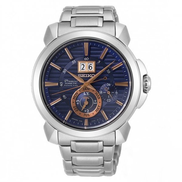SEIKO Premier 65周年限量款人動電能自動追時萬年曆腕錶 7D56-0AH0B (SNP163J1) 藍面SK015