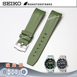 【鐘錶通】Monster Straps SEIKO SKX007 Rubber 專用橡膠錶帶 - 綠色 ├新五號/5sports┤