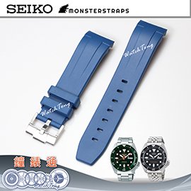 【鐘錶通】Monster Straps SEIKO SKX007 Rubber 專用橡膠錶帶 - 藍色 ├新五號/5sports┤