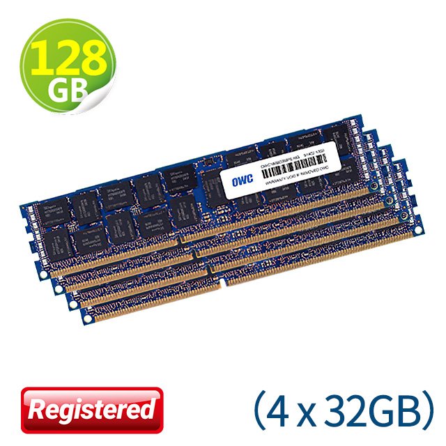 128GB (32GB x4) OWC Memory PC3-10600 DDR3 ECC-REG 1333MHz Mac Pro 2013 升級解決方案