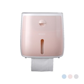 ecoco 多功能雙層收納衛生紙盒 防水衛生紙盒 淋水不濕紙巾 黏貼式固定 不傷牆壁 強強滾