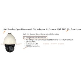 ACTi 8MP Outdoor Speed Dome Adaptive IR WDR+22x Zoom IP Camera(30FPS)(4K)