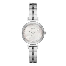 【ELLE】ODEON系列晶鑽貝殼面腕錶-白X銀(ELL21009)