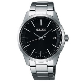 SEIKO 精工 SPIRIT極致簡潔美學太陽能電波不鏽鋼手錶 黑色 39mm 7B24-0BJ0D SBTM233J