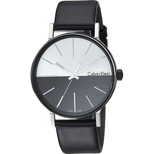 Calvin Klein CK K7Y21CCX 鼓動Boost系列鏤空玻璃銀白黑面銀針皮帶錶