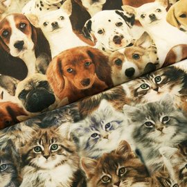 【作口罩必備】日本進口〈棉布〉寫實 貓貓 狗狗 大集合 布料 手工DIY 拼布材