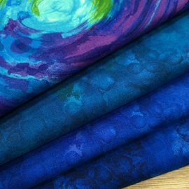 【作口罩必備】日本進口〈棉布〉藍色 宇宙風 印花花瓣 布料 手工DIY 拼布材