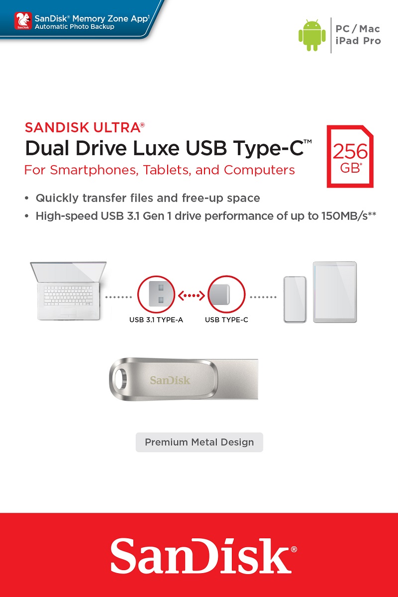 SanDisk 256GB 256G Ultra Luxe TYPE-C【SDDDC4-256G】OTG USB 3.1 雙