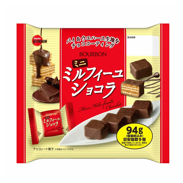 +東瀛go+ 北日本 Bourbon 迷你可可千層夾心派 9個入 巧克力千層派 蛋糕派 家庭包 日本進口 日本原裝