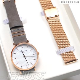 ROSEFIELD 歐風美學 時尚簡約 圓形 米蘭帶 女錶 防水手錶 贈錶帶 精裝盒 套組 WEGTR-X184