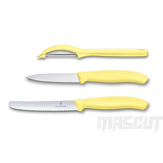 宏均-VICTORINOX 瑞士削皮刀+削皮器3件入/淺黃色-廚刀(不二價) / 6.7116.31L82