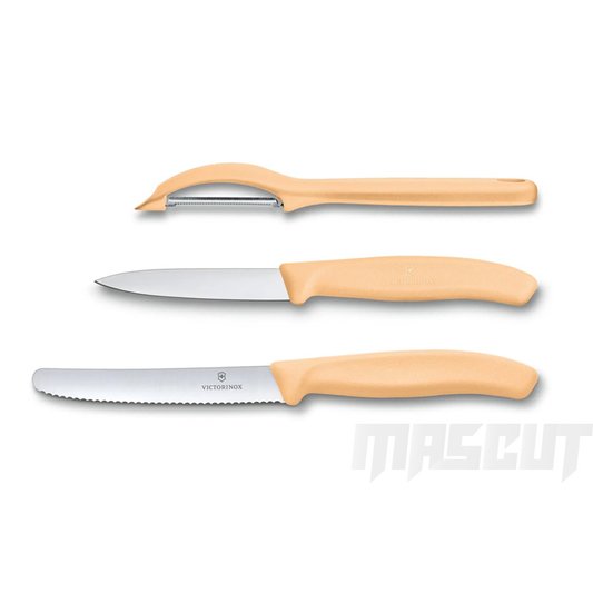 宏均-VICTORINOX 瑞士削皮刀+削皮器3件入/淺橙色-廚刀(不二價) / 6.7116.31L92