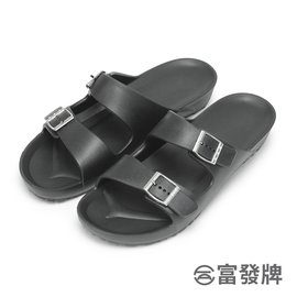 【富發牌】雙帶美型釦飾防水涼拖鞋-黑 1SH11