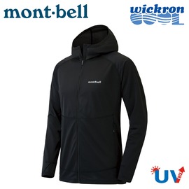 【Mont-Bell 日本 男 Wickron Cool Parka 抗UV連帽外套《黑》】1114460/防曬外套/涼感薄外套/排汗快乾