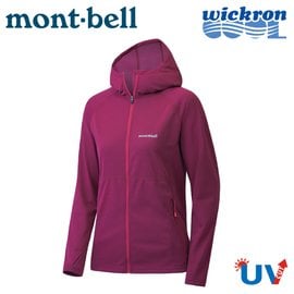 【Mont-Bell 日本 女 Wickron Cool Parka 抗UV連帽外套《莓紅》】1114461/防曬外套/薄外套