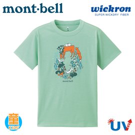 【Mont-Bell 日本 童 Wickron 動物環 短袖排T《海青》】1114486/吸濕排汗/戶外/抗UV/休閒衫/運動衣