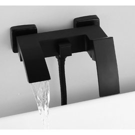 [新時代衛浴] 黑色淋浴龍頭，方型現代款式，附蓮蓬頭整組B13120