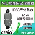 CERIO智鼎【POE-OSP】Gigabit PoE 室外型直通乙太網路突波疏導保護器