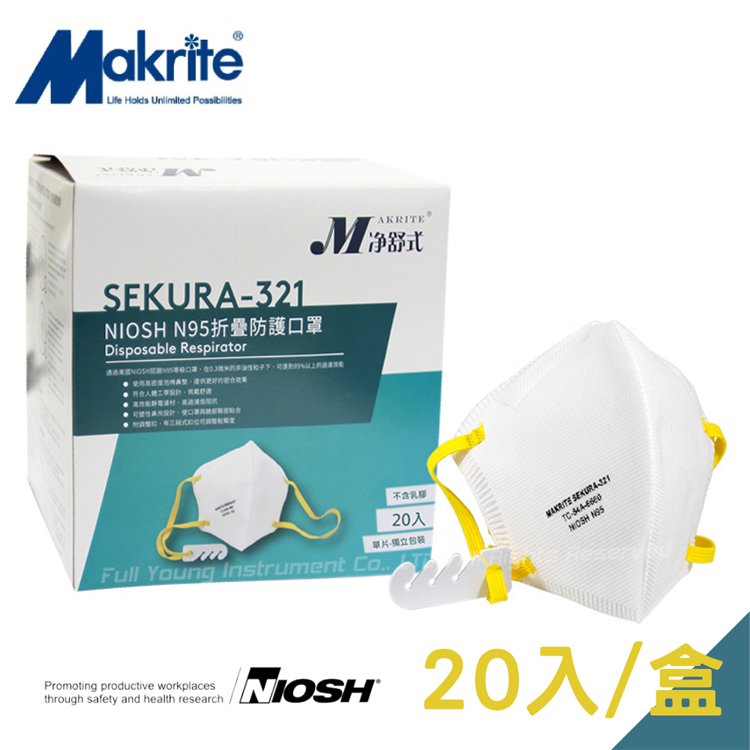【醫康生活家】Makrite淨舒式N95口罩 SEKURA-321 20入/盒 (現貨供應)