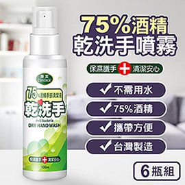 台灣製造75%酒精乾洗手噴霧隨身噴瓶100ml(6瓶組)【MP0339U】(SP0259UL)