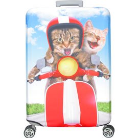 新一代 機車情侶貓行李箱保護套(21-24吋行李箱適用)