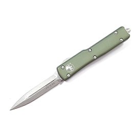 Microtech UTX70 D/E 綠鋁柄mini彈簧刀(M390 / 石洗平刃) -#MT 147-10 OD