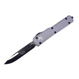 Microtech UTX70 S/E 灰色鋁柄mini彈簧刀(黑色2 TONE平刃) -#MT 148-1 GY