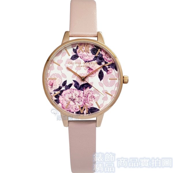 OLIVIA BURTON OB16LP03 手錶 古典浪漫 藕荷色皮帶 34mm 女錶【錶飾精品】