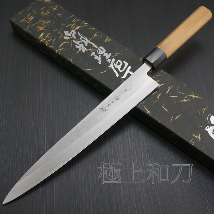 日本進口菜刀超級青紙鋼梨地筋引傳統工藝士越前義實270mm KA707