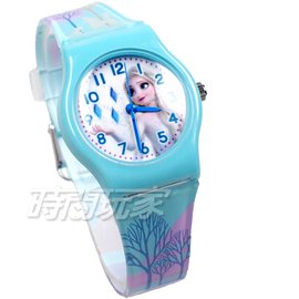 Disney 迪士尼 日本機芯 冰雪奇緣 艾莎公主 女王 安娜公主 兒童手錶 橡膠 女錶 藍色 FZ-3306藍小