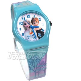 Disney 迪士尼 日本機芯 冰雪奇緣 艾莎公主 女王 安娜公主 兒童手錶 橡膠 女錶 藍色 FZ-3307藍小