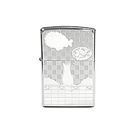 ZIPPO 日系拼貼鍍鎳蝕刻打火機：貓、魚、雲 -#ZIPPO 113535