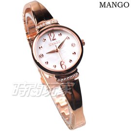 (活動價) MANGO 交錯的舞曲 珍珠母貝錶盤 藍寶石水晶玻璃 鑲鑽 手環 玫瑰金色 女錶 MA6759L-RG