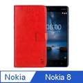 IN7 瘋馬紋 Nokia 8 (5.3吋) 錢包式 磁扣側掀PU皮套 吊飾孔 手機皮套保護殼-紅色