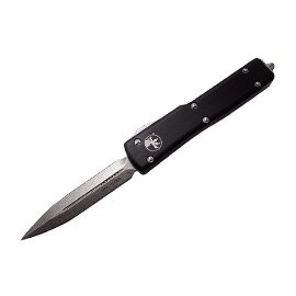 Microtech UTX70 D/E 黑鋁柄mini彈簧刀(204P/ 石洗平刃) -#MT 147-10