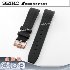 【鐘錶通】Monster Straps SEIKO SKX007 Rubber 專用橡膠錶帶 - 黑色玫瑰金扣 ├新五號/SRPD76┤