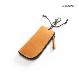 真皮鑰匙包-瘋馬皮頭層牛皮手作汽車遙控鑰匙零錢包 Angelnana (SMA0289)