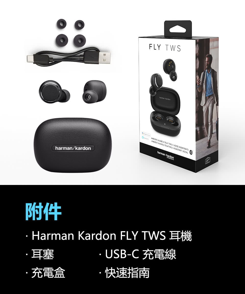 志達電子FLY TWS 展示機,完整包裝【Harman Kardon】高性能真無線藍牙