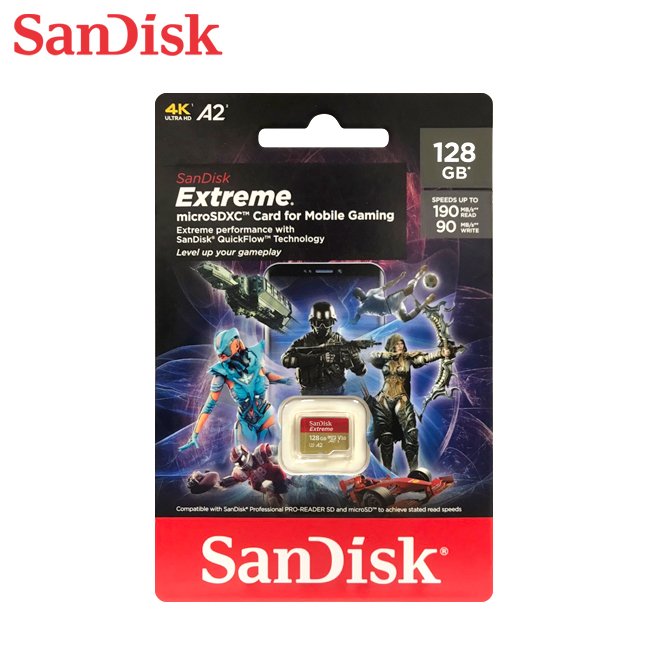 SanDisk Extreme A2 128G microSDXC 記憶卡 行動裝置電玩記憶卡 安卓適用 (SD-SQXA1-GN-128G)