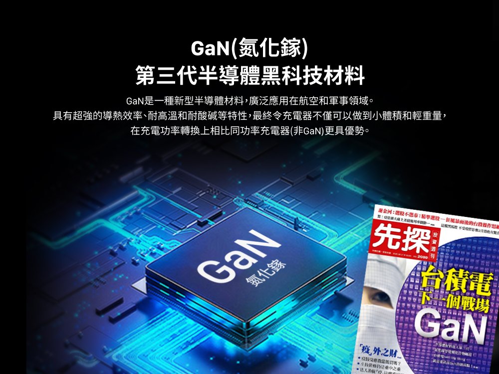 innowatt 65W GaN 氮化鎵 65W PD/QC 三孔快速充電器, 白