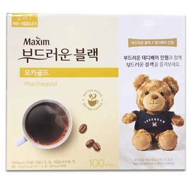 韓國 Maxim Cafe 二合一 黑咖啡 有糖黑咖啡 100入 送娃娃熊1隻