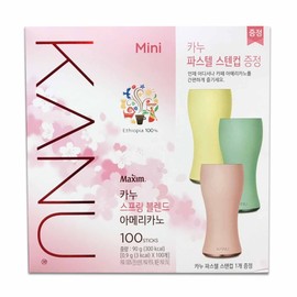 韓國 Mini KANU 【Maxim】 孔劉代言 特選輕焙無糖黑咖啡 100入 附超美保溫杯(隨機)